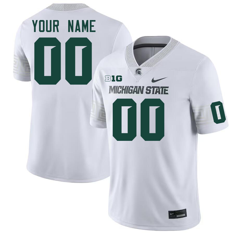 Custom Michigan State Spartans Name And Number College Football Jerseys-White